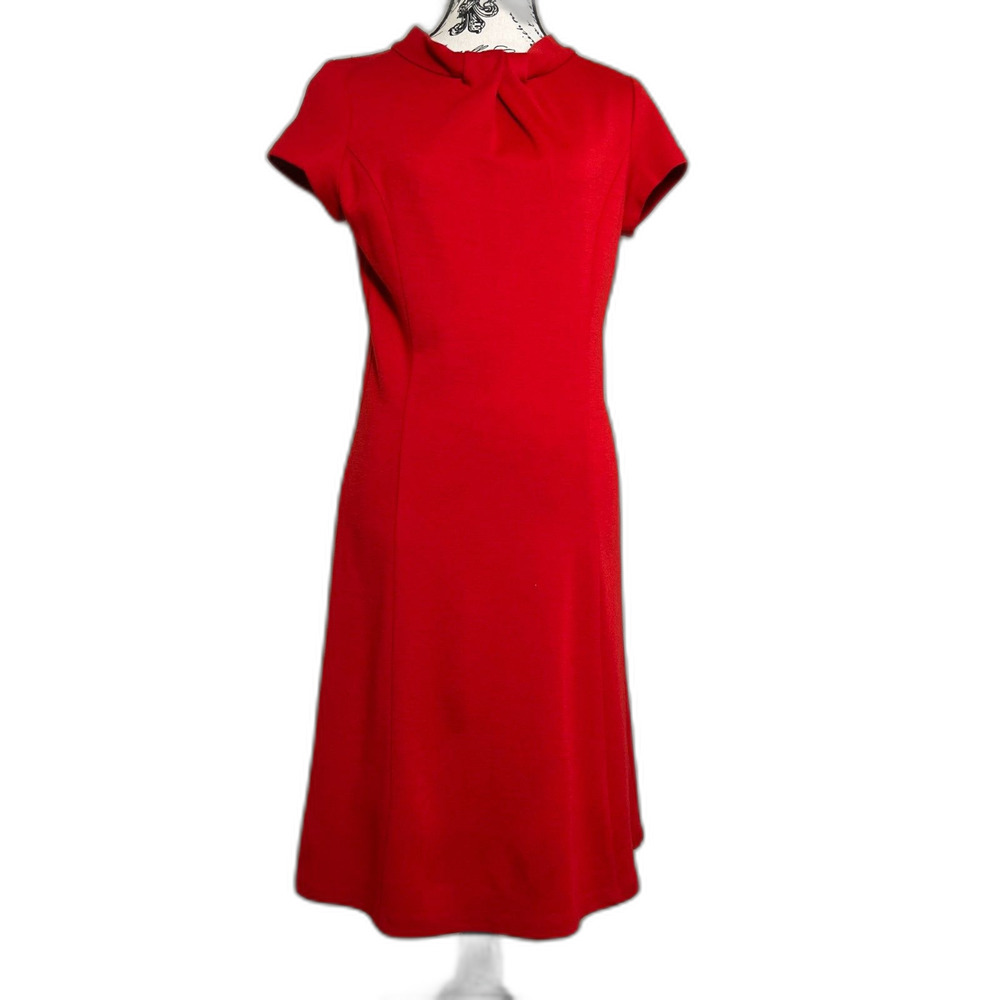 Bigio Collection Red Wool Blend Cap Sleeve Dress 6